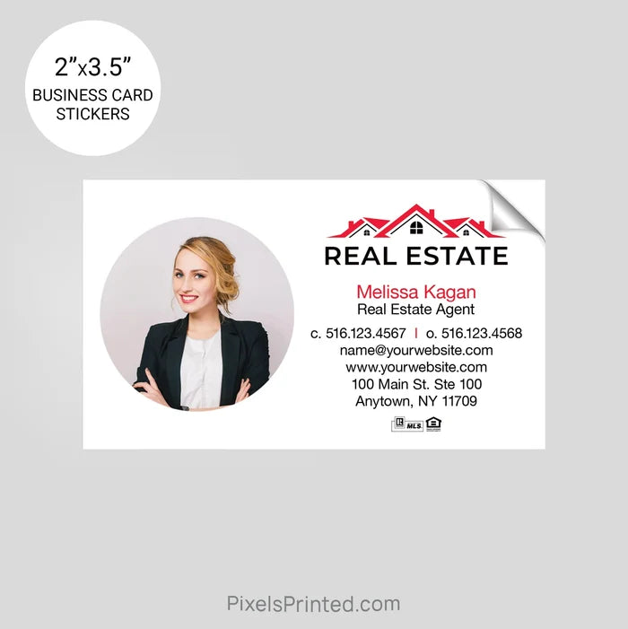 Independent real estate business card stickers PixelsPrinted
