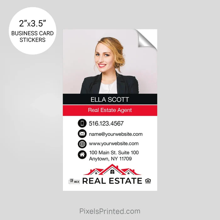 Independent real estate business card stickers PixelsPrinted