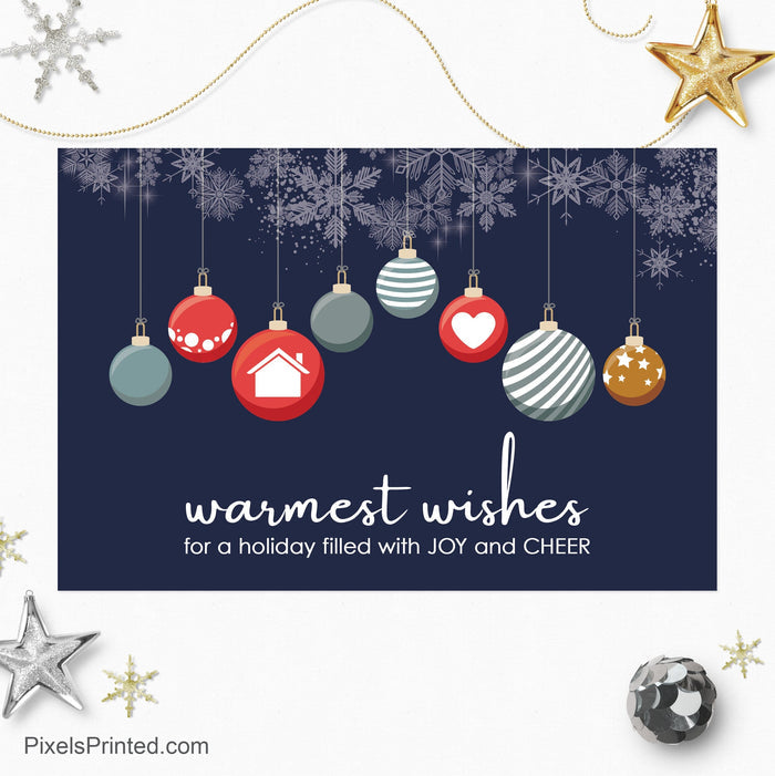 independent real estate Christmas holiday postcards PixelsPrinted