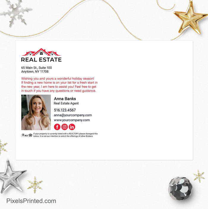 independent real estate Christmas recipe postcards PixelsPrinted