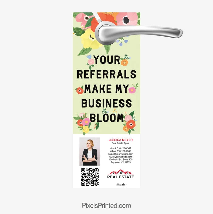 Spring realtor referral door hangers with QR code