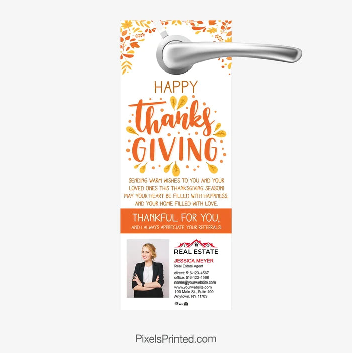 happy thanksgiving realtor door hangers