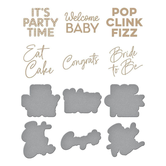 It's My Party Glimmer Sentiments Hot Foil Plate & Die Set