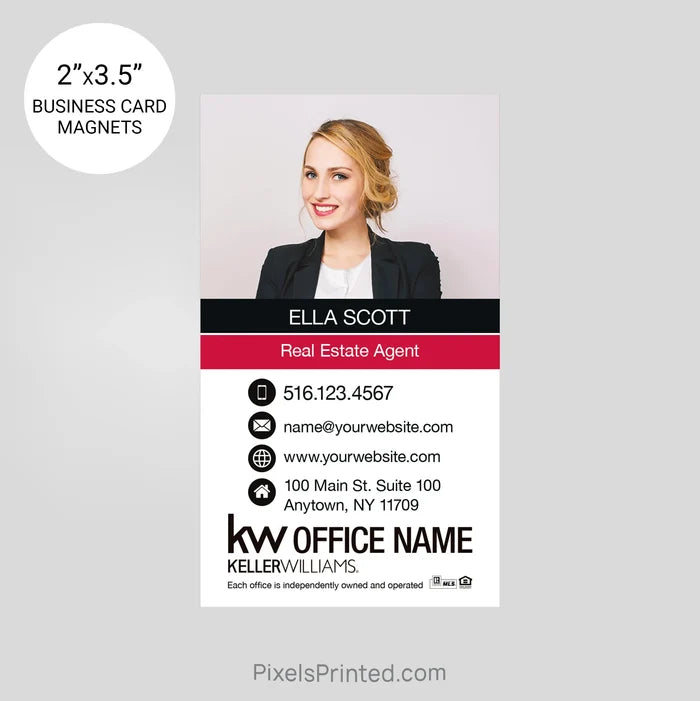 Keller Williams business card magnets PixelsPrinted