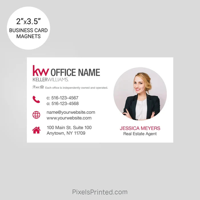Keller Williams business card magnets PixelsPrinted