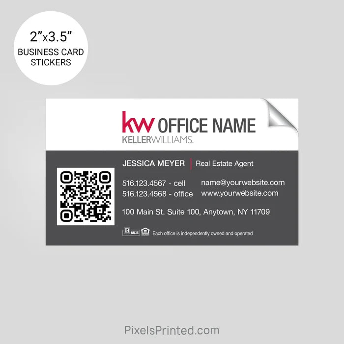 Keller Williams business card stickers PixelsPrinted