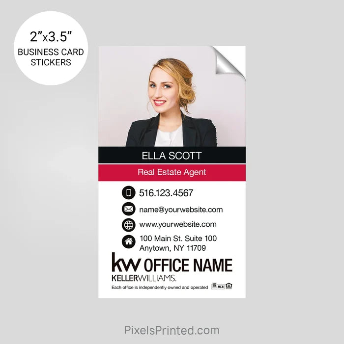 Keller Williams business card stickers PixelsPrinted