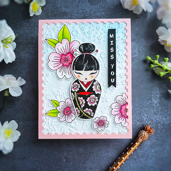 Kokeshi Dolls BetterPress Plate & Die Set by Alex Syberia Designs