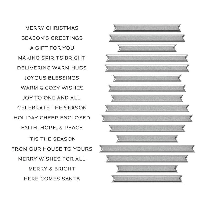Merry & Bright Sentiment Strips Press Plate & Die Set