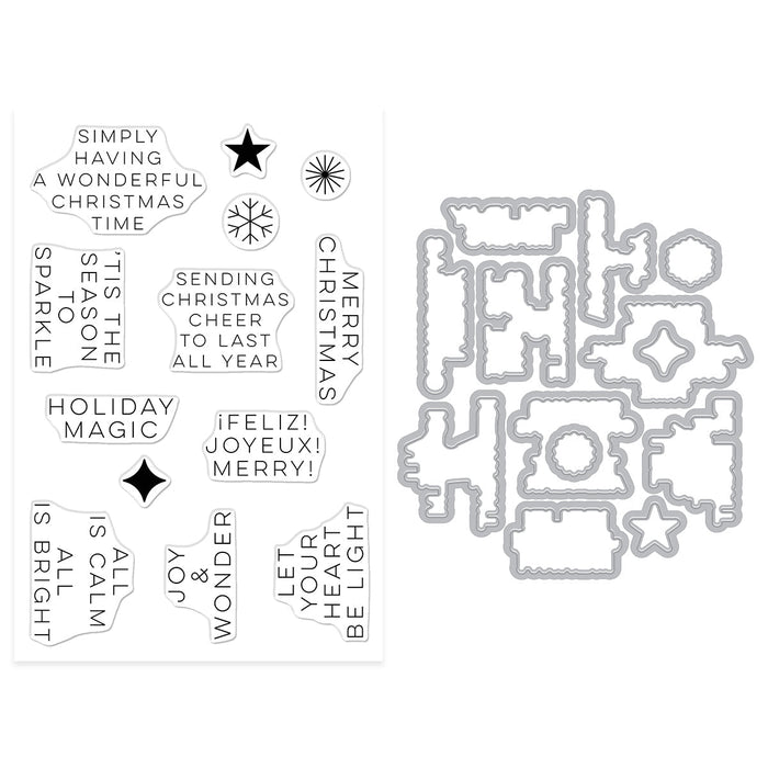 Modern Holiday Greetings Stamp & Cut Set