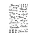Months Clear Stamp Set