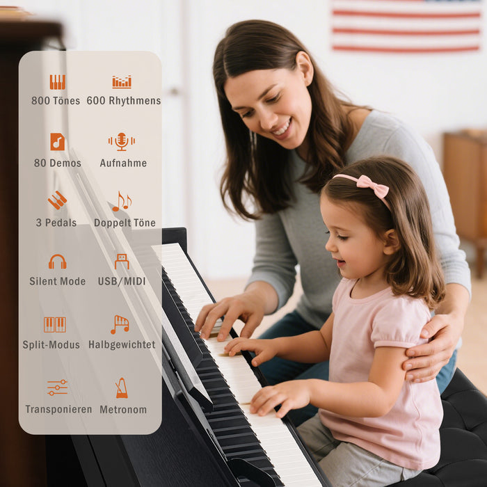 MUSTAR MDP-1000/1100, 88-tasten Stehendes Digitalpiano, Halbgewichtete Tastatur, 3 Pedale, FSC-zertifizierte Holztastatur für Anfänger