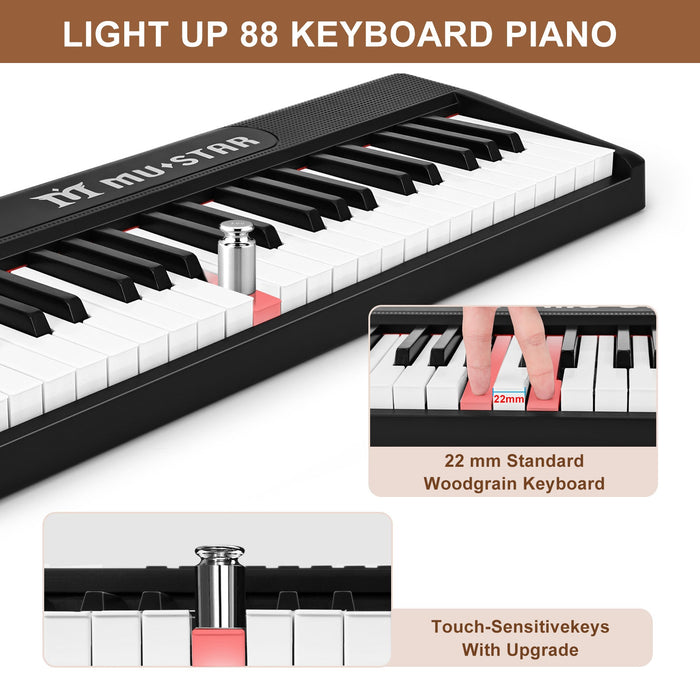 MUSTAR MEKF-800/900, Faltbares elektronisches Keyboard mit 88 beleuchteten Tasten