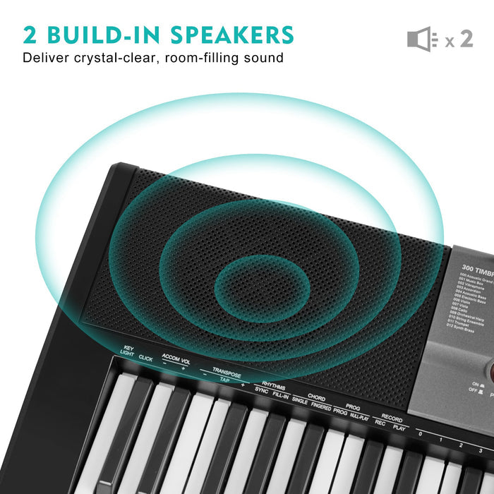 MUSTAR MEKS-100, Beleuchtetes Piano-Keyboard-Set, Tragbares elektronisches Keyboard mit 61 Tasten