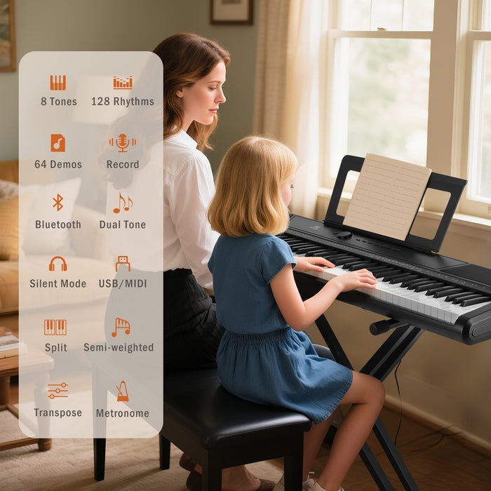 MUSTAR MEP-300, 88-Tasten-Digitalpiano mit halbgewichteten Tasten, tragbares elektronisches Keyboard, Anfänger-E-Piano