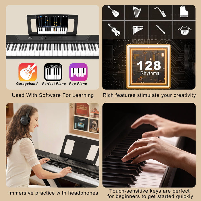 MUSTAR MEP-300, 88-Tasten-Digitalpiano mit halbgewichteten Tasten, tragbares elektronisches Keyboard, Anfänger-E-Piano