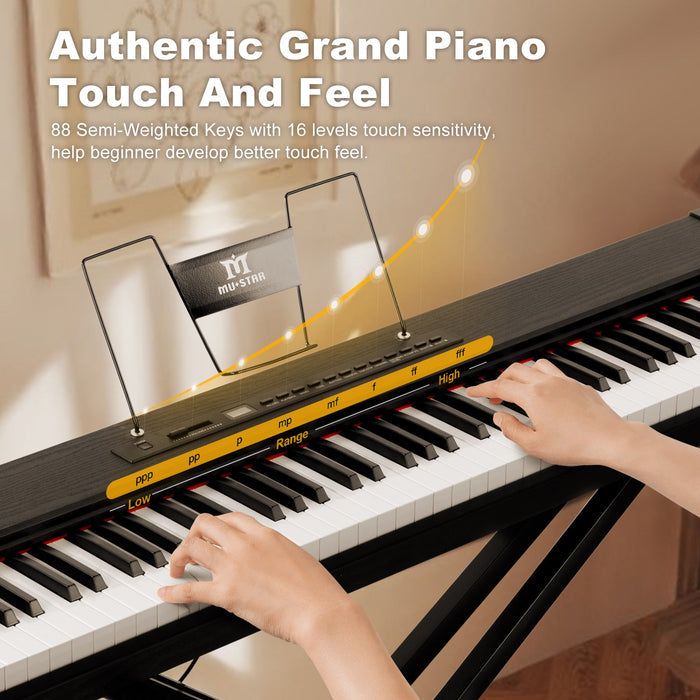 MUSTAR MEP-400, Bestes tragbares Keyboard-Piano für Anfänger, Digitalpiano mit 88 Tasten, E-Piano aus Holz