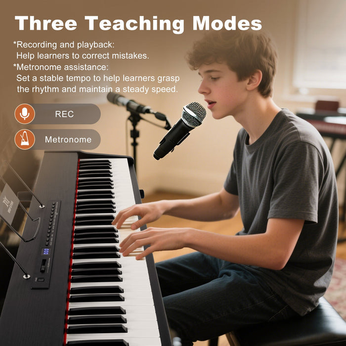 MUSTAR MEP-400, Bestes tragbares Keyboard-Piano für Anfänger, Digitalpiano mit 88 Tasten, E-Piano aus Holz