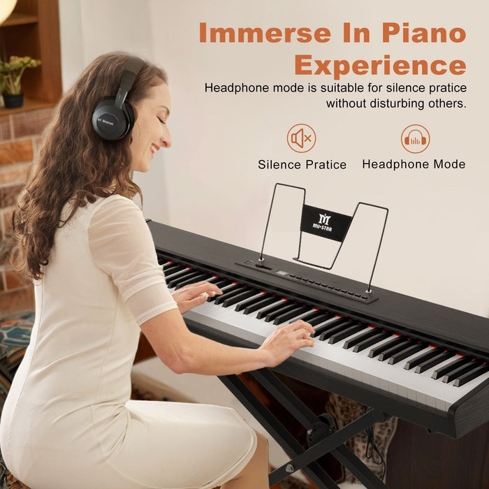 MUSTAR MEP-400, Bestes tragbares Keyboard-Piano für Anfänger, Digitalpiano mit 88 Tasten, E-Piano aus Holz