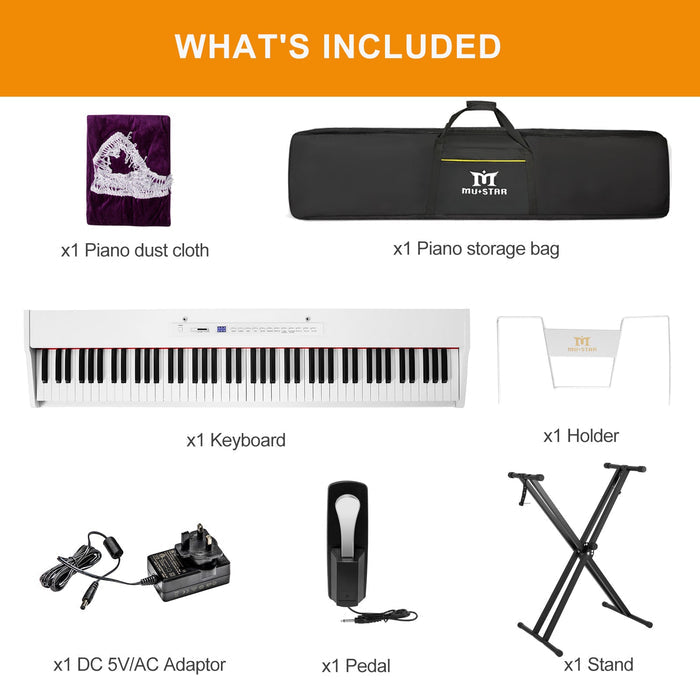 MUSTAR MEP-400/500, 88 Tasten, ideales Keyboard-Piano für Anfänger, digitales Holzpiano, tragbares E-Piano