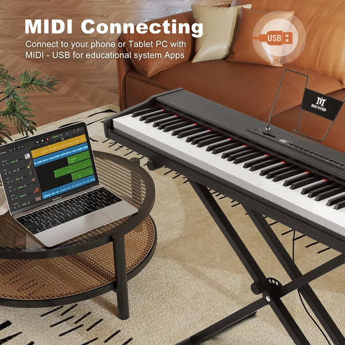MUSTAR MEP-400/500, 88 Tasten, ideales Keyboard-Piano für Anfänger, digitales Holzpiano, tragbares E-Piano