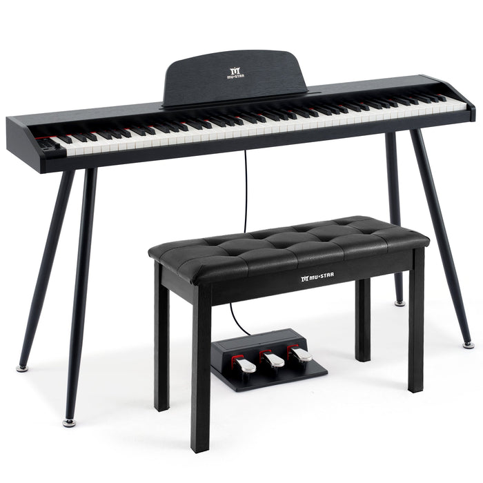 MUSTAR MEP-600, Digitalpiano mit 88 halbgewichteten Tasten, E-Piano, elektronische Holztastatur, Aufbewahrungsmöglichkeit