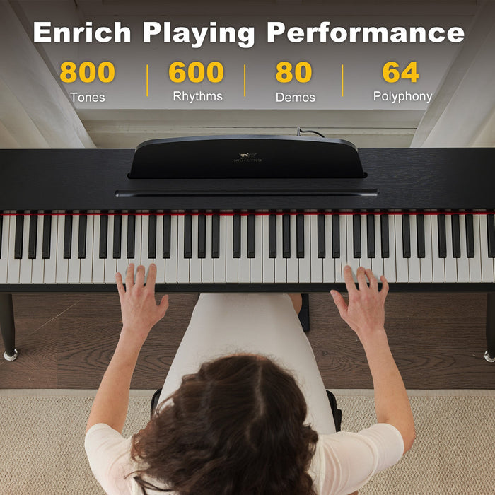 MUSTAR MEP-600, Digitalpiano mit 88 halbgewichteten Tasten, E-Piano, elektronische Holztastatur, Aufbewahrungsmöglichkeit