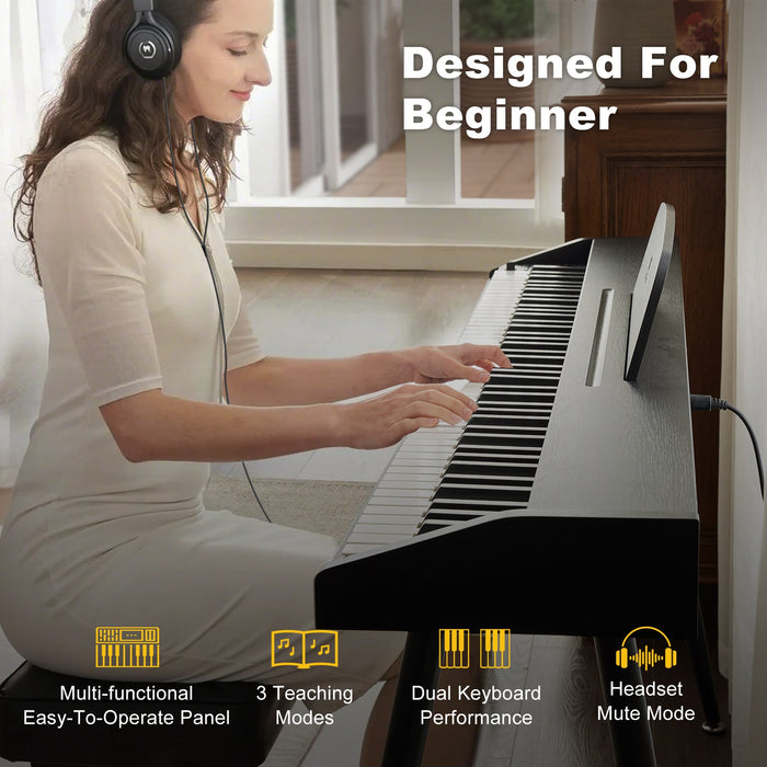 MUSTAR MEP-600, Digitalpiano mit 88 halbgewichteten Tasten, E-Piano, elektronische Holztastatur, Aufbewahrungsmöglichkeit