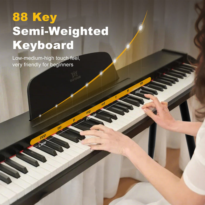 MUSTAR MEP-600/700, Digitalpiano mit 88 halbgewichteten Tasten und Hocker, elektronische Holztastatur