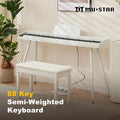 MUSTAR MEP-700, Digitalpiano mit 88 halbgewichteten Tasten, inklusive Hocker, elektronische Holztastatur, Weiß