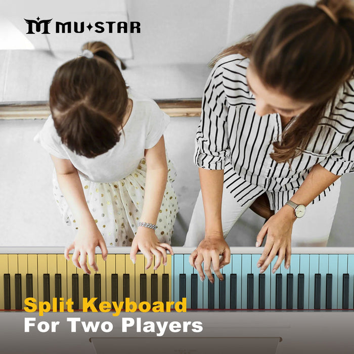 MUSTAR MEP-700, Digitalpiano mit 88 halbgewichteten Tasten, inklusive Hocker, elektronische Holztastatur, Weiß