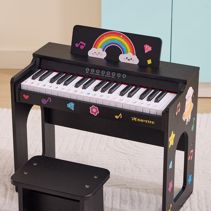 MUSTAR MT-100, Kinder Klavier, 37 Tasten Digital Piano für Kinder, mit Piano Bank