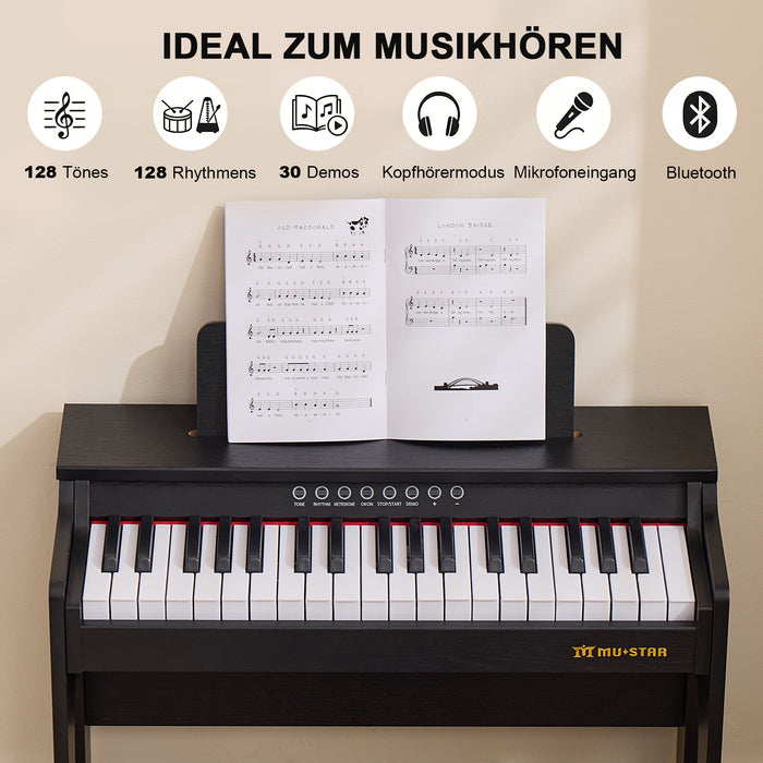 MUSTAR MT-100, Kinder Klavier, 37 Tasten Digital Piano für Kinder, mit Piano Bank