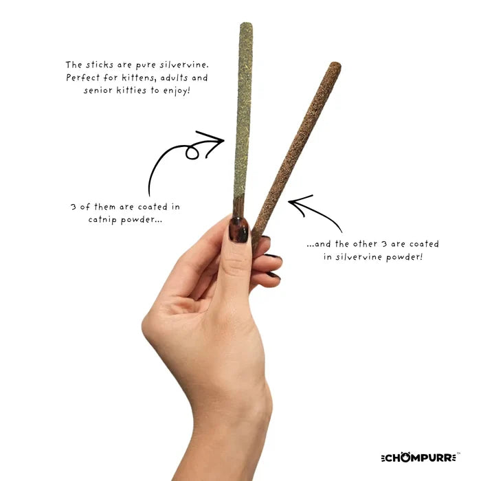 pawky silvervine & catnip teething sticks | chompurr