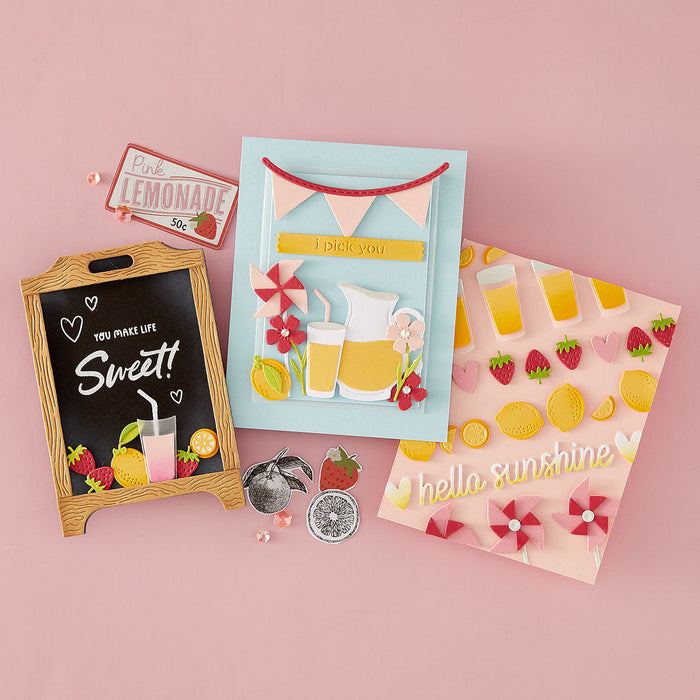 Pink Lemonade Stand Etched Dies with Simple Stories
