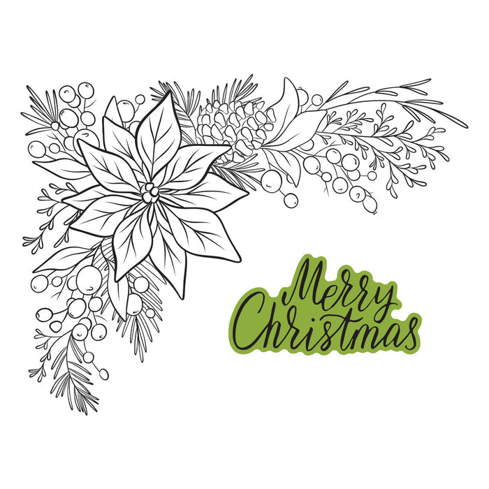 Poinsettia Corner Press + Foil Plate & Die Set