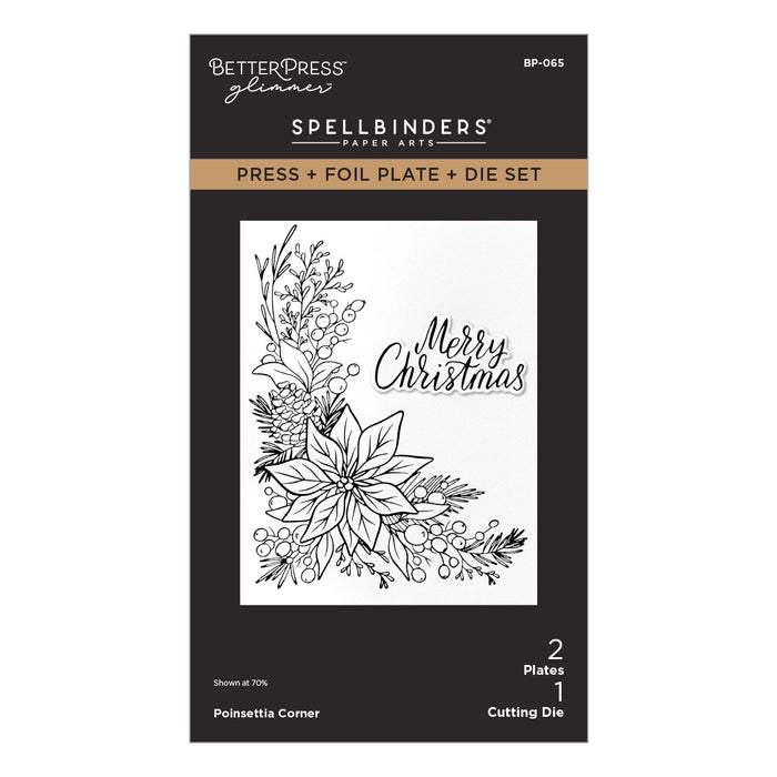 Poinsettia Corner Press + Foil Plate & Die Set