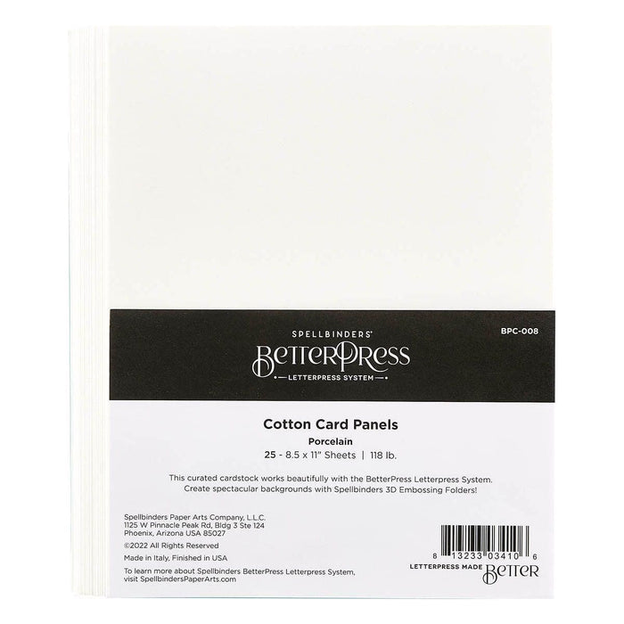 Porcelain BetterPress Cotton 8-1/2 x 11" Sheets - 25 Pack