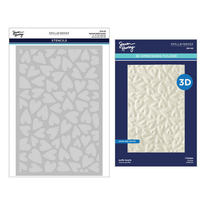 Puffy Hearts 3D Folder and Stencil Bundle by Simon Hurley