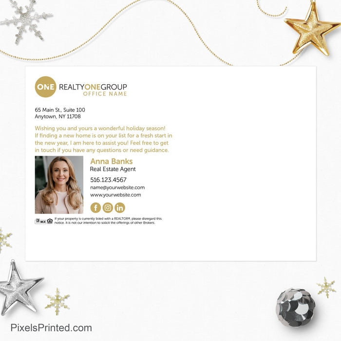 Realty One Group Christmas holiday postcards PixelsPrinted