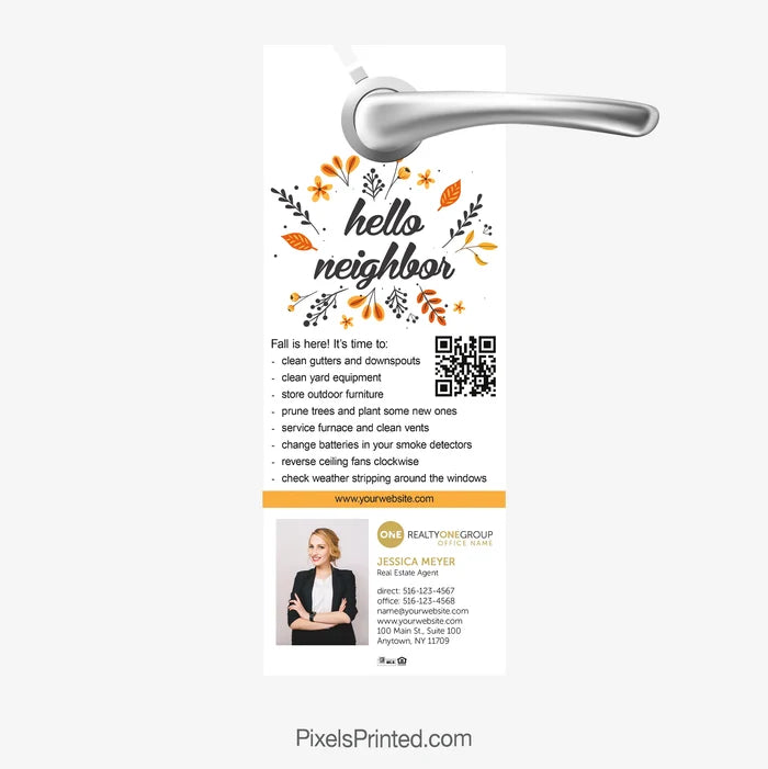 Realty ONE Group fall maintenance tips door hangers for real estate