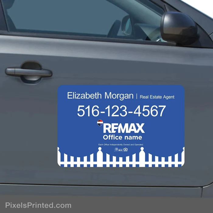 REMAX real estate car magnet offering repeated neighborhood exposure with minimal effort.