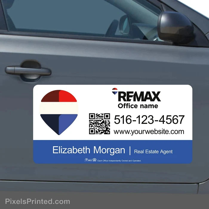 REMAX car magnet that works as marketing on wheels for real estate agents.