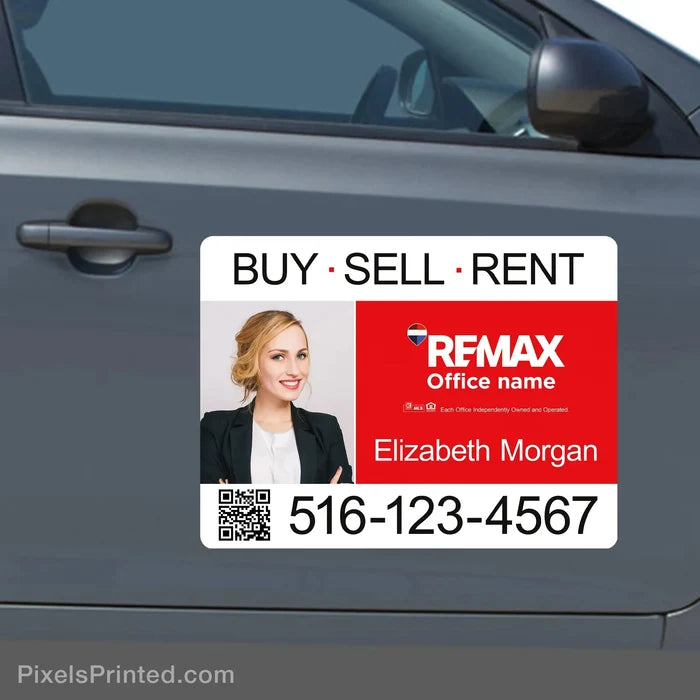 REMAX agent car magnet displaying contact information for easy local inquiries.