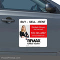 REMAX car magnet designed specifically for real estate agents promoting their services.