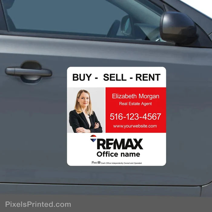 REMAX car magnet designed specifically for real estate agents promoting their services.
