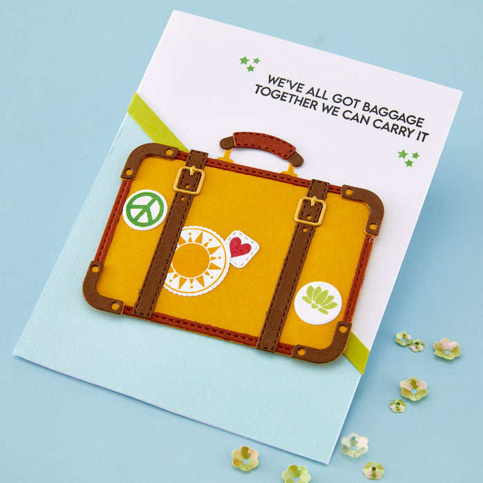 Retro Suitcase and Sentiments Stamp & Die Set by Sheri Ballantyne