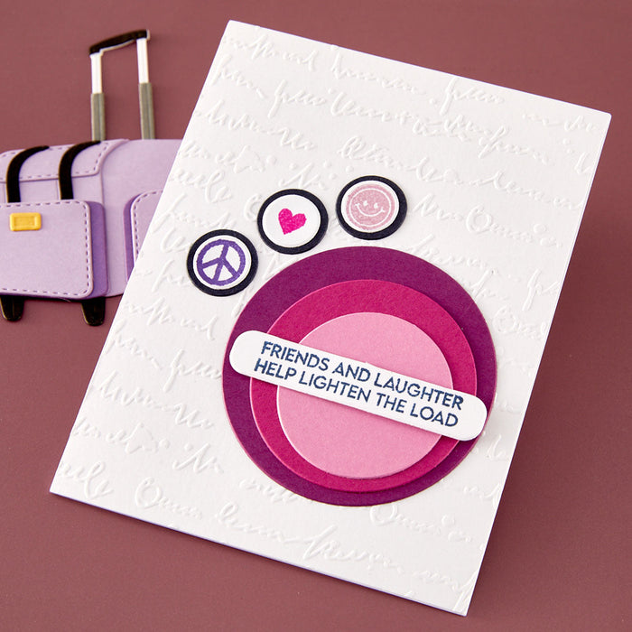 Retro Suitcase and Sentiments Stamp & Die Set by Sheri Ballantyne