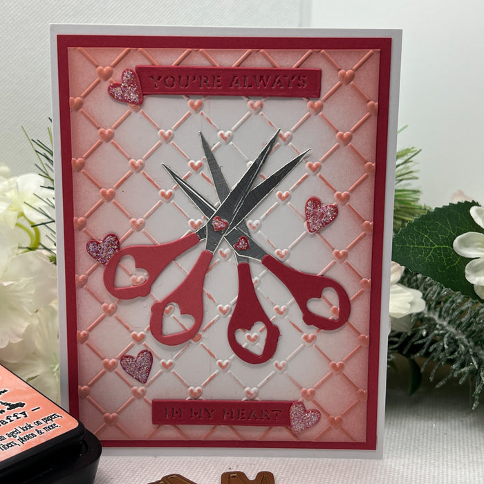 Sharon's Scissors Etched Dies in Honor of Sharon Klima