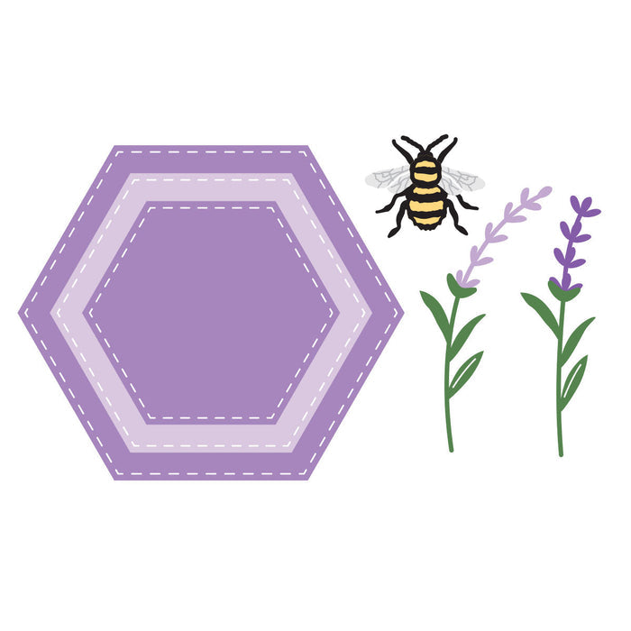 Simple Vintage Lavender Fields Hexagons Etched Dies with Simple Stories